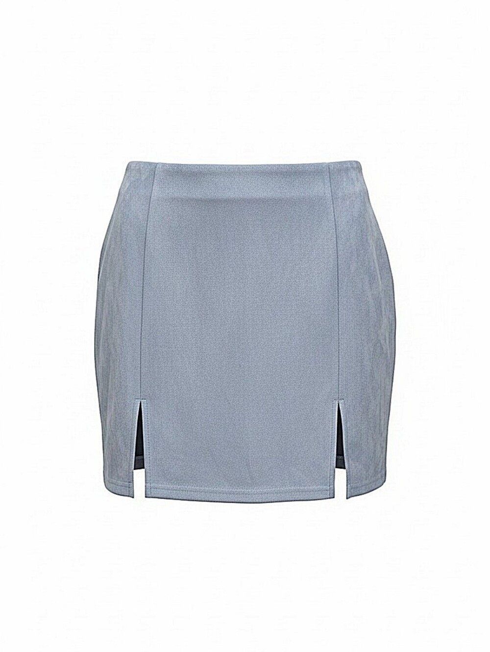 NWT! Better Be Classic Light Blue Suede Mini Skirt with Front Slits - Women - Picture 5 of 5